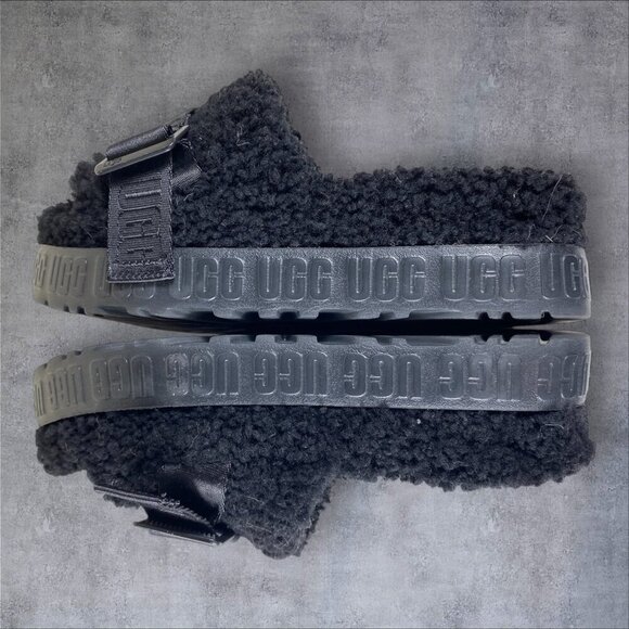 UGG Women's Fluffita Shade Fur Platform Slippers Sz 7 - Picture 1 of 6